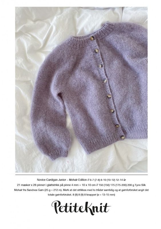 PetiteKnit Novice Cardigan Junior/ Mohair Edition